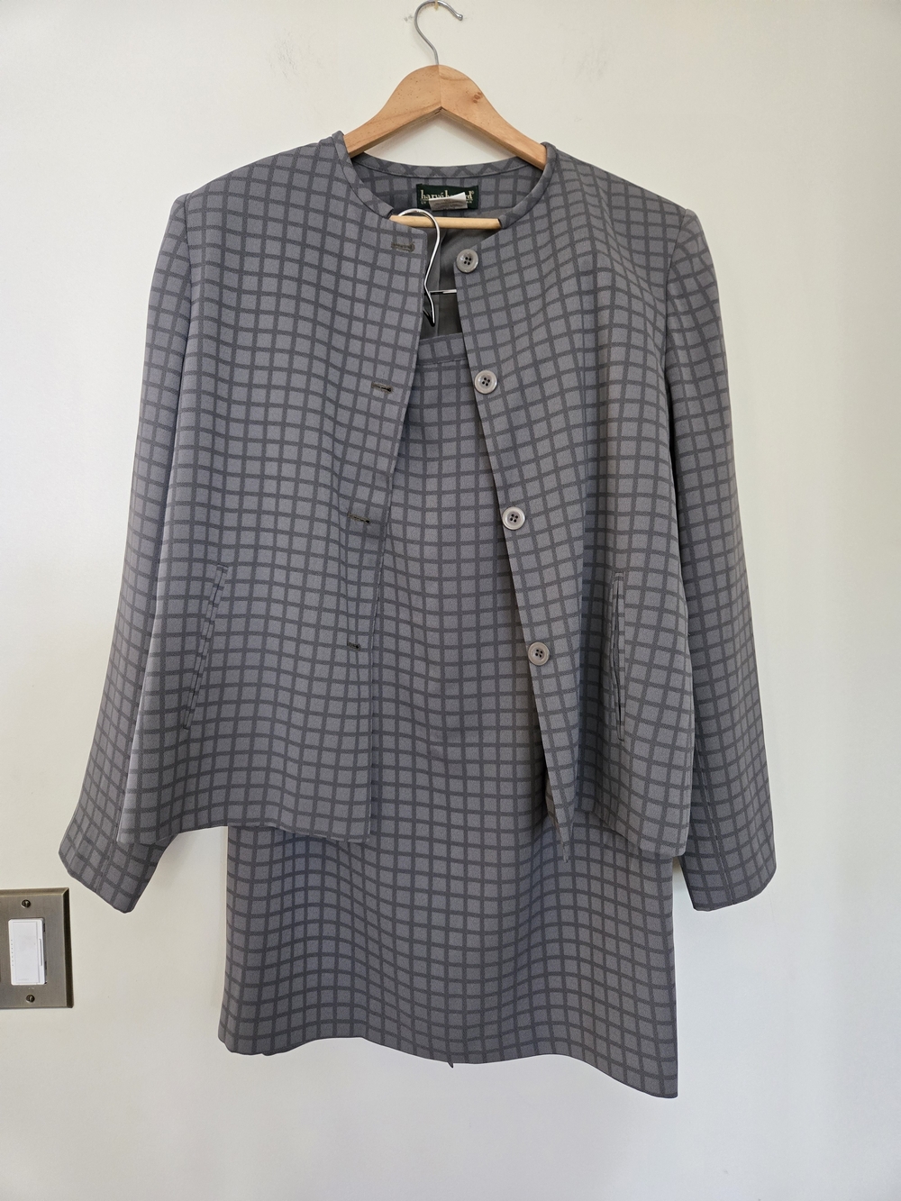 Harvé Benard Gray Green Checked Jacket